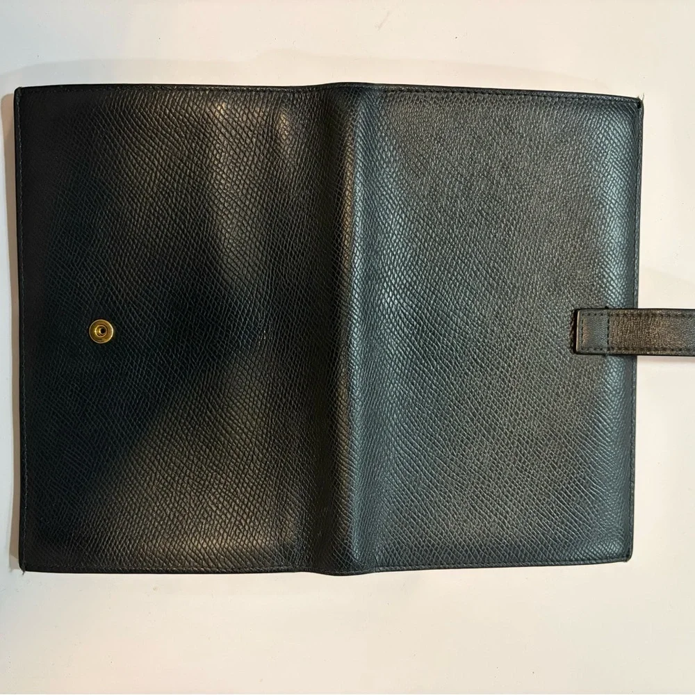 Authentic Celine Black Leather Continental Wallet Snap Strap Zip Pocket - Picture 7 of 9